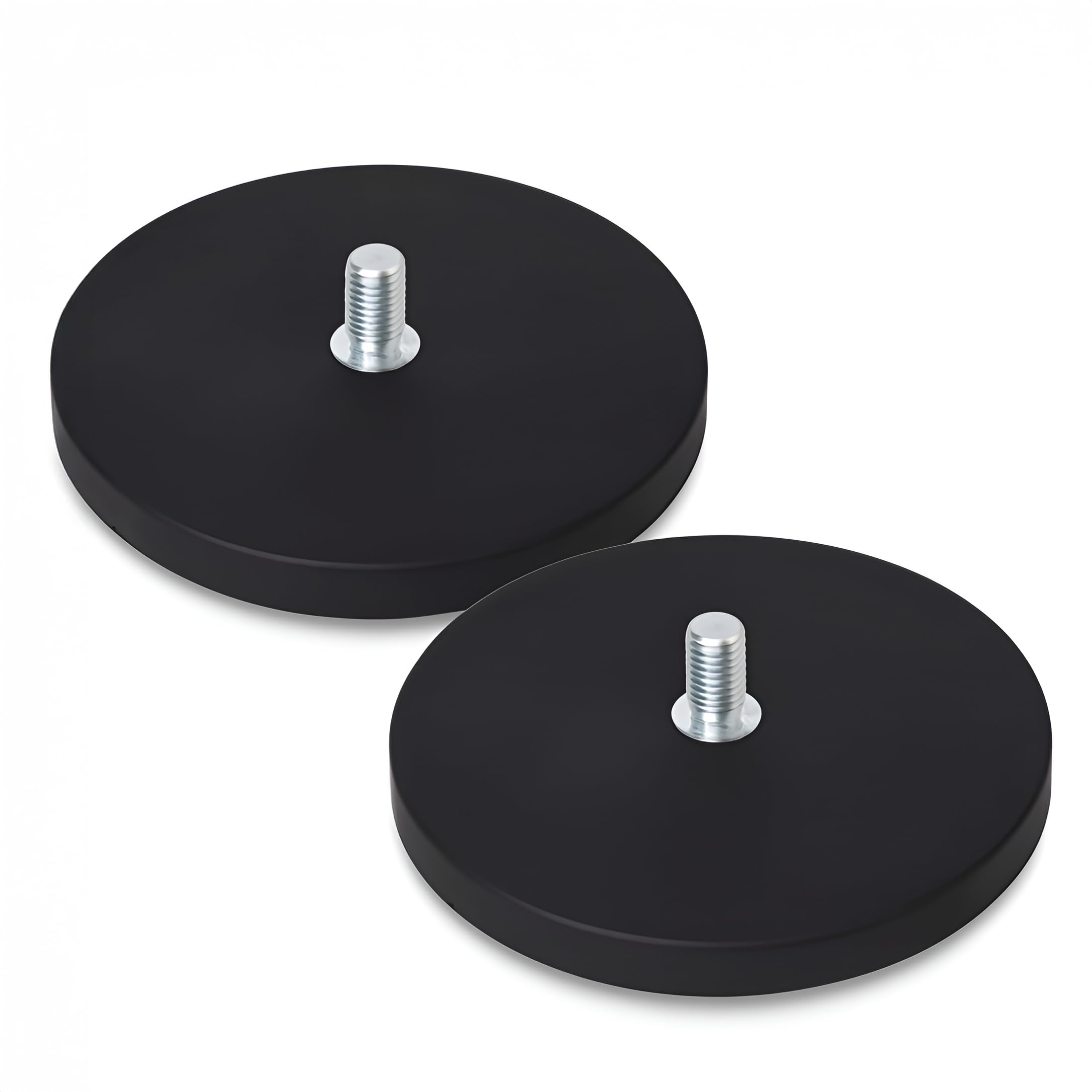 2 x Neodym Magnet-System gummiert Ø 88 mm Gewinde-Zapfen (Außen-Gewinde) M8 - Haftkraft 55 kg - 2 Stück - Starke Magnete mit Gummi-Mantel - Anti-Rutsch Beschichtung
