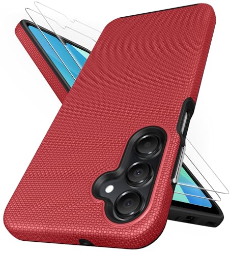 Image of Vihibii for Samsung Galaxy A16 Case, [Double Layer Drop Protection] with 2X Screen Protector, Shockproof Soft Silicone Inner Case & Rugged Hard Outer Cover Phone Case for Samsung Galaxy A16 5G, Red