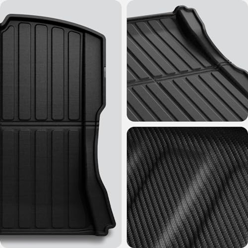 Spigen Tesla Model 3 Highland 2024 Hintere Kofferaummatte, Stoßfestes XPE-Material zum Schutz der Innenfächer, Wasserdicht und Leicht zu Reinigen, Allwetter Kofferraumwanne für Tesla Zubehör - Carbon