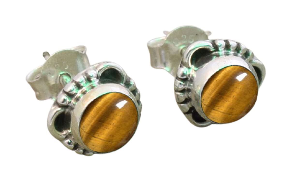 Tiger Eye Stone Post Stud Earrings 925 Sterling Silver Gemstone Stud Earrings For Girls Women Jewellery Handmade Earring