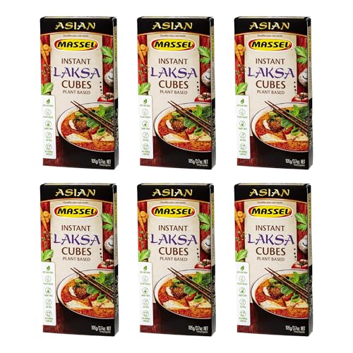 Massel Instant Laksa Bouillon Broth Cubes - No MSG, Gluten-Free Soup Base - Bulk Pack (6 x 105g)
