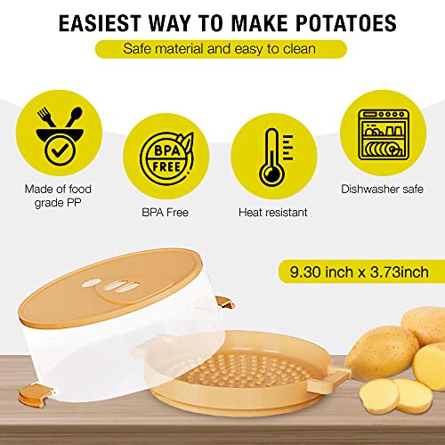 Microwave Potato Cooker Quickly Cooks Delicious Baked Potatoes Dishwasher Safe Household Essentials 8", Clear. + Slicing Guide For Perfect Finishing. #TOP1
