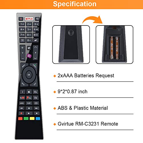 Gvirtue RM-C3231 Remote Control Compatible with JVC Smart 4K LED TV 23342620 LT24C656 LT-24C656 LT24C661 LT-24C661 LT32C660 LT-32C660 LT32C661- No Setup Required - (Netflix and YouTube Buttons) - Image 5