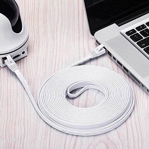 Cat 7 Ethernet Cable 100 ft White, MORELECS Cat 7 Internet Cable 100 ft Ethernet Cable RJ45 Network Cable Cat7 LAN Cable for PC Laptop Modem Router Cable Ethernet