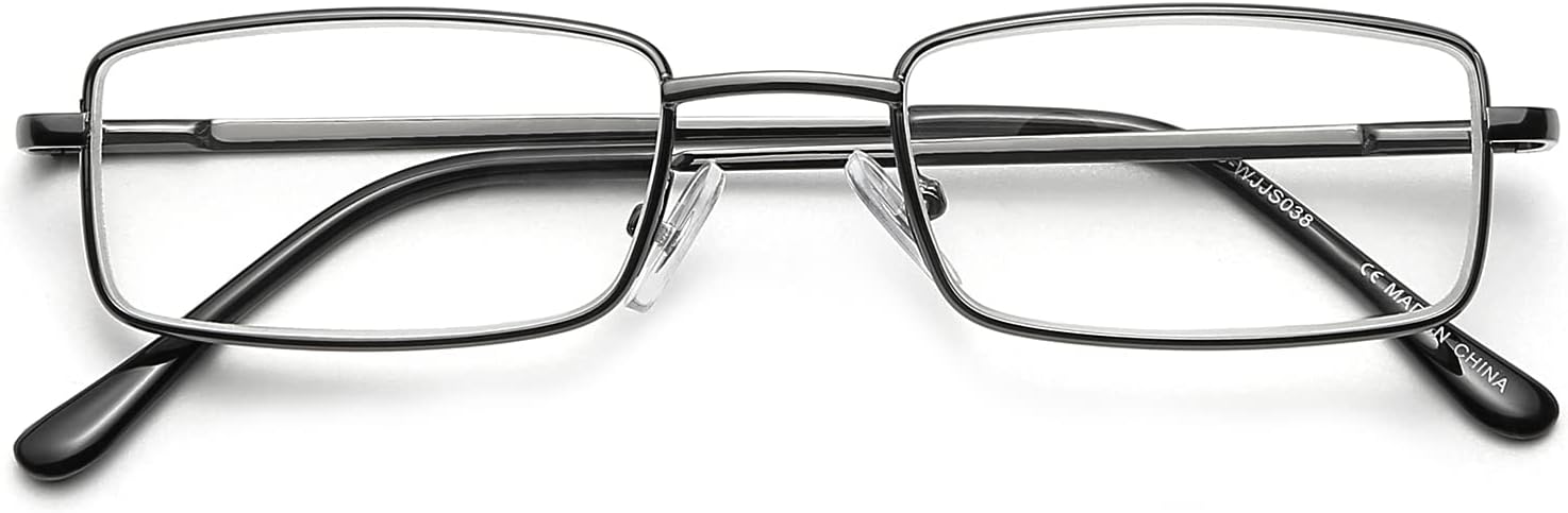 SKYWAY Mens Reading Glasses Blue Light Blocking, Fashion Metal Frame Computer Readers with Spring Hinges Anti Eyestrain/Glare/UV Ray Filter Eyeglasses