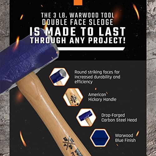 Warwood Tool 3 lb. Double-Faced Small Sledge Hammer - Tools for Home Improvement - Tools & Home Improvement - Made in the USA