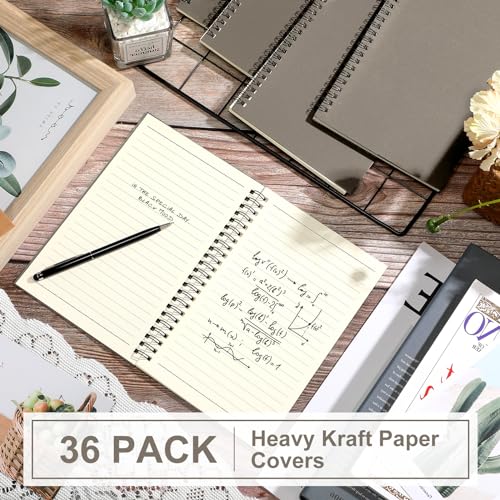 Image of Yahenda 36 Pcs Spiral Notebooks,1 Subject,Wide Ruled, Dark Gray