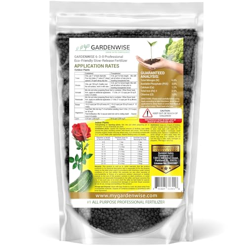 Image of GARDENWISE 6-3-0 All-Purpose Professional Eco-Friendly Slow-Release Nitrogen Fertilizer with Iron & Calcium,Non-Burning, Enhances Soil Structure,for Indoor&Outdoor Plants,Vegetable Gardens (1 /2 QUART)