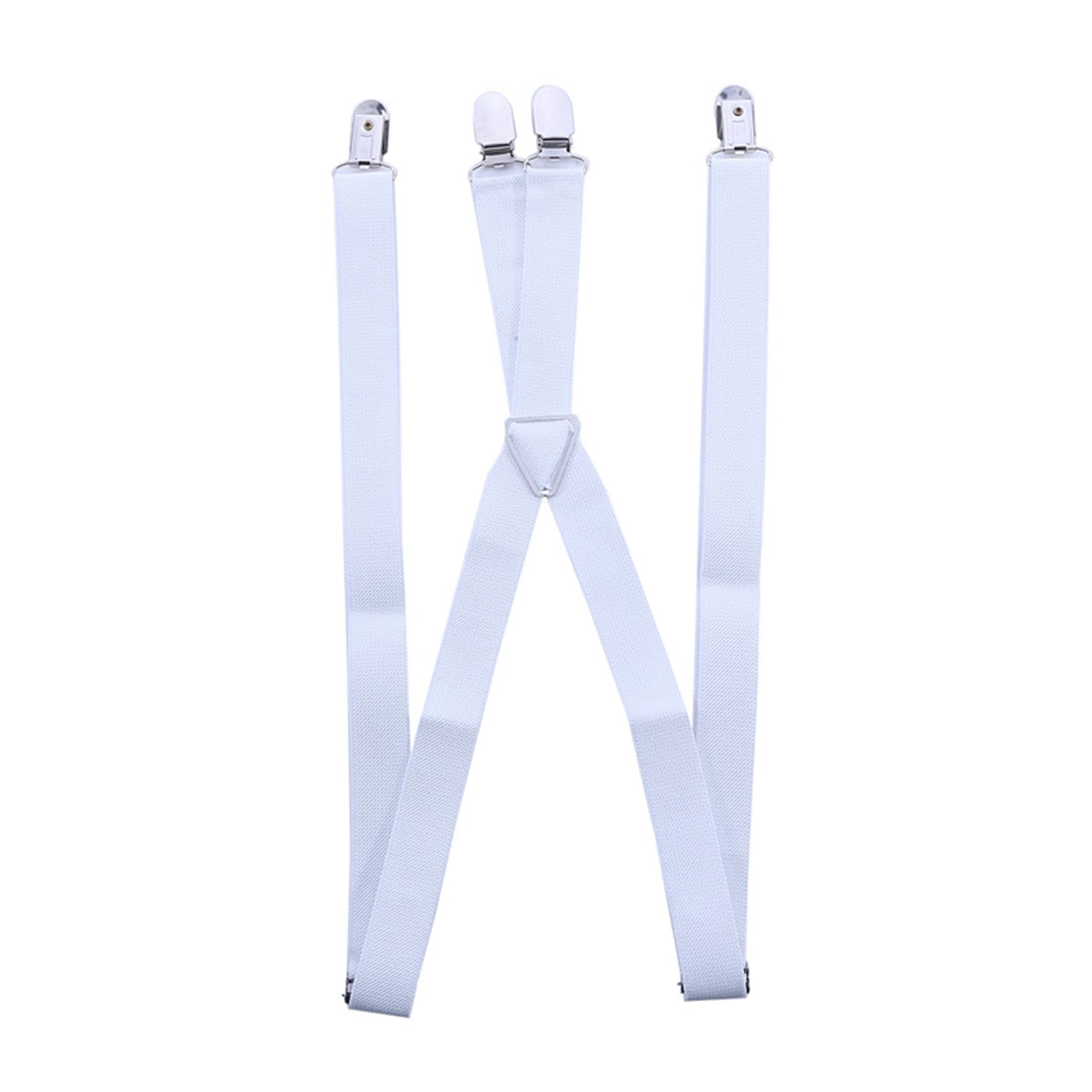 OAIEU Adult 4 Clip Adjustable Suspenders Clip Men's Trouser Straps Women's Elastic Jeans Suspender Braces Straps(White)