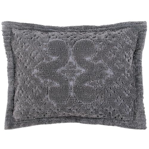 Better Trends Standard Sham, Cotton Chenille, Tufted, 21" x 27" Gray