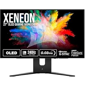 Corsair XENEON 27QHD240 27-Inch OLED Gaming Monitor – 2560 x 1440, 240Hz, 0.03ms, NVIDIA G-SYNC Compatible, AMD FreeSync™ Premium, DisplayHDR10, HDMI 2.1, DisplayPort 1.4, USB-C 3.1 – Black
