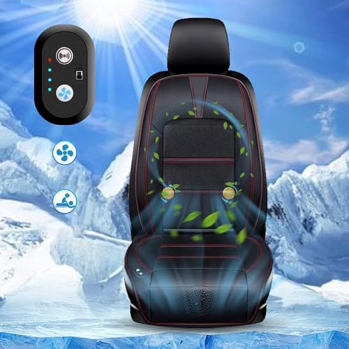 Image of Cooling Car Seat Cushion,Cooling Seat Cover with Fan, Summer Breathable Ventilation Seat Cushion for Car Truck, Black.