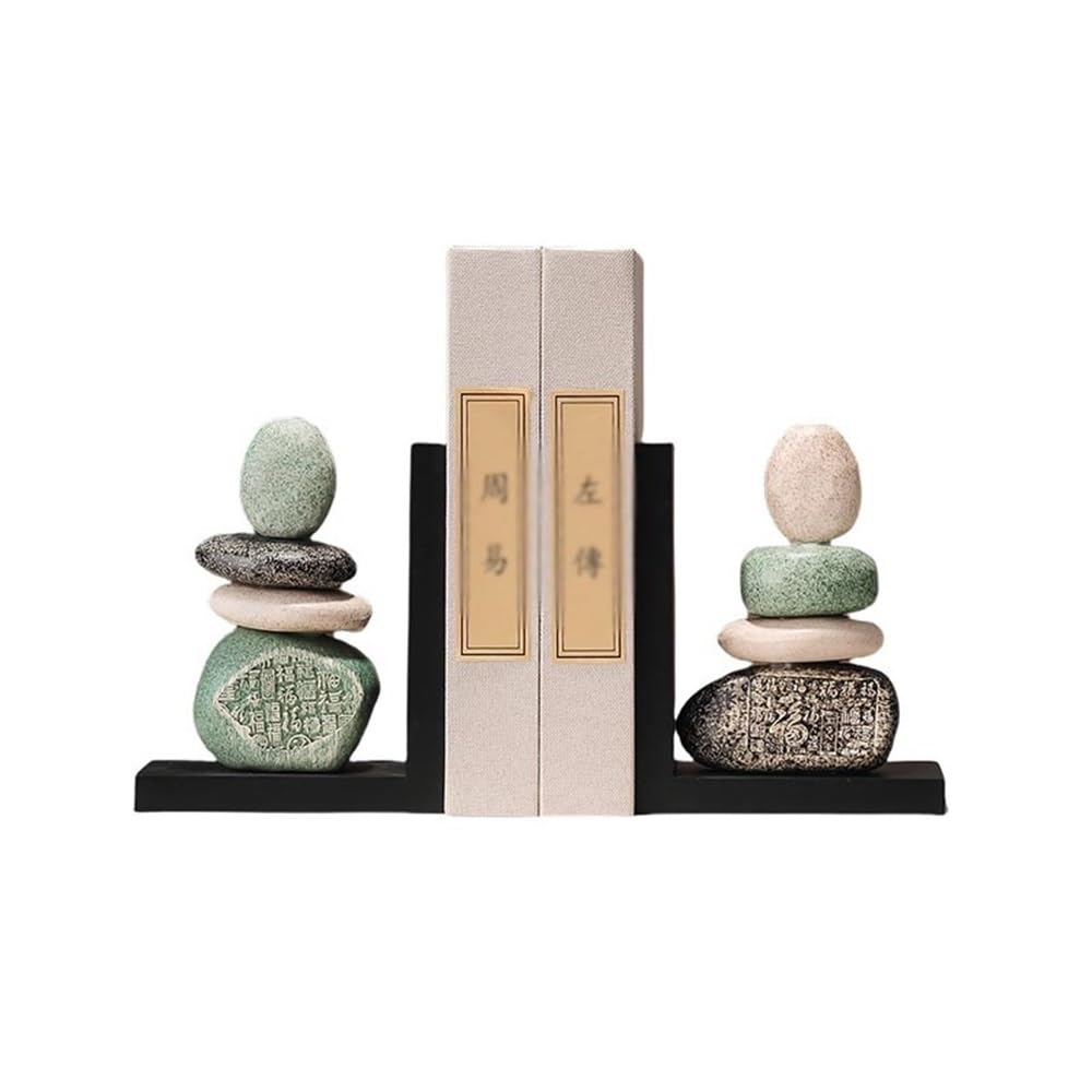 Book Organizer Ceramic Bookends for Shelves, Large for Heavy Books, Duty Book Stopper for CD Movies Bookshelf Accessories