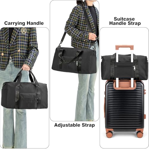 Image of For United Airline 17x10x9 Inches Personal Item Underseat Travel duffle bag, ports Tote Gym Bag,Shoulder Weekender Overnight Bag (Black)