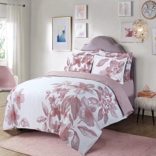 Majestic Giftware Madison Linen 8-Piece Full Size Duvet Bedding Set (BL101-F-5) | Brussels Beauty - Rose 300 Thread Count Cotton Sateen | 2 Fitted Sheets, 2 Duvets, 4 Pillowcases |Soft Bedding Set