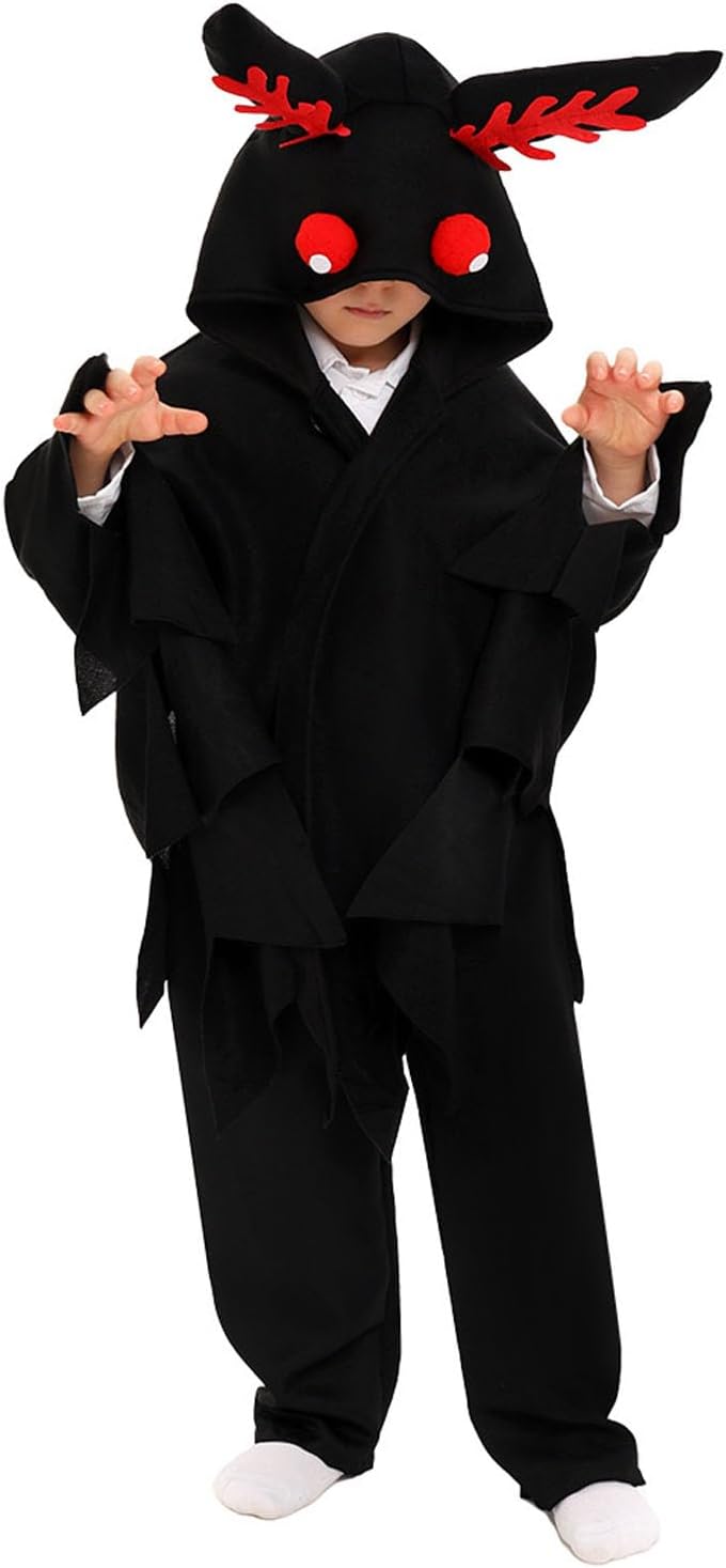 Black Mothman Cloak Costume,Halloween Mothman Hooded