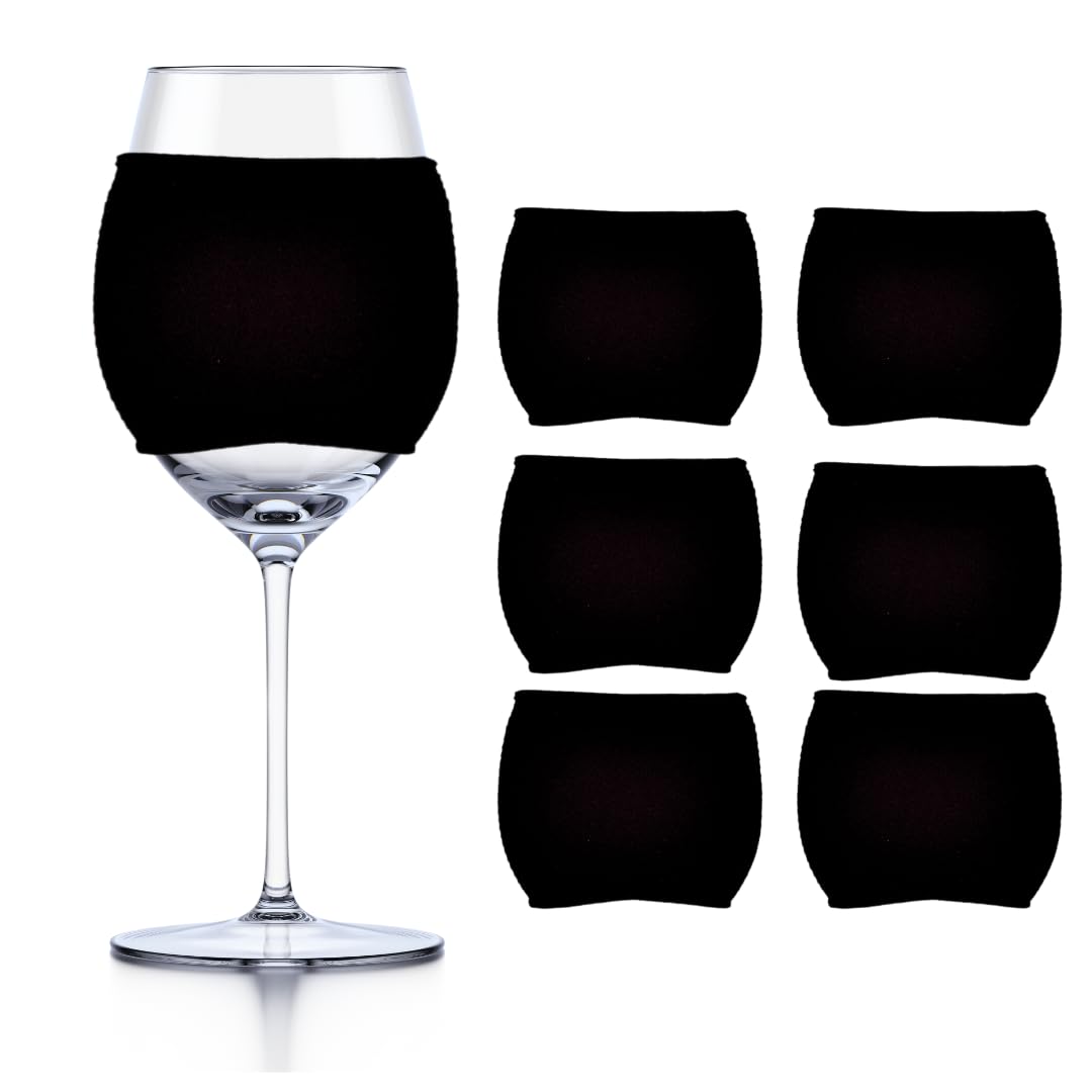 Manchons pour verre à vin TahoeBay lot de 6 en néoprène personnalisables pour cadeaux
