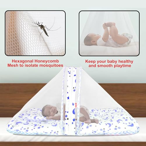 Image of VParents Baby Bedding Set with Mosquito net Cotton, Galaxy (Blue) 110686