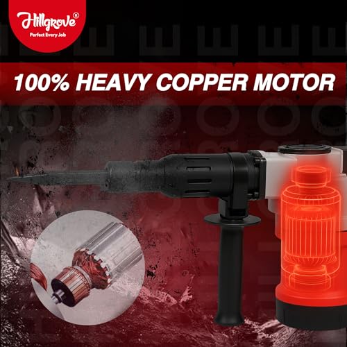 Image of Hillgrove HGCM536M8 17mm Demolition Chisel+Hammer Concrete Breaker Drill Machine with 2 Bits for Breaking Concrete Wall /Hammer Drill (17 mm Chuck Size, 1200 W)