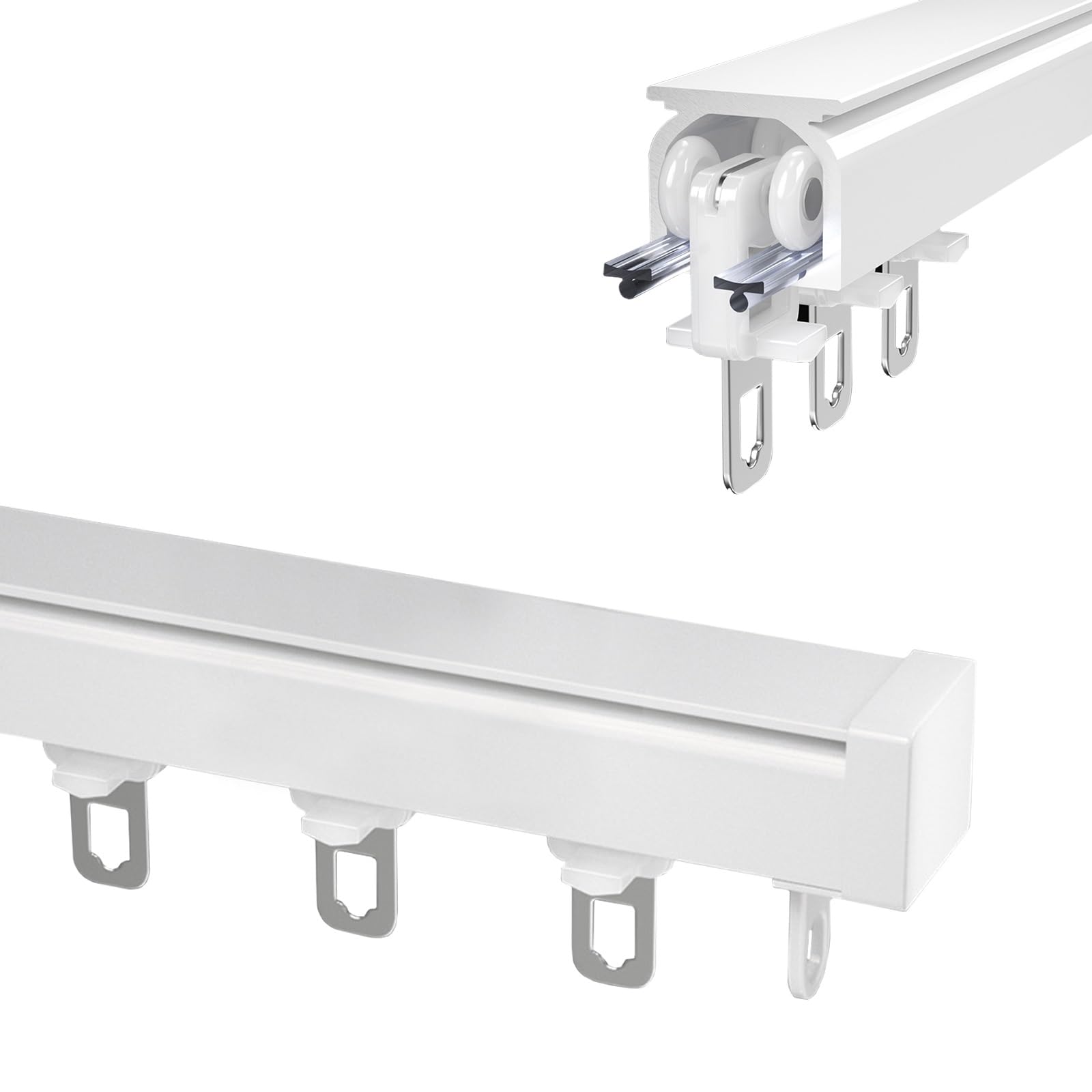 Binario Tenda Soffitto Bastoni E Binari Per Tende, Alluminio Resistente, Montaggio A Soffitto O A Parete, Bianco Nero 1-6m Scorrevole Balcone Home Decor Accessori, Divisorio, Muto Scivolo Liscio