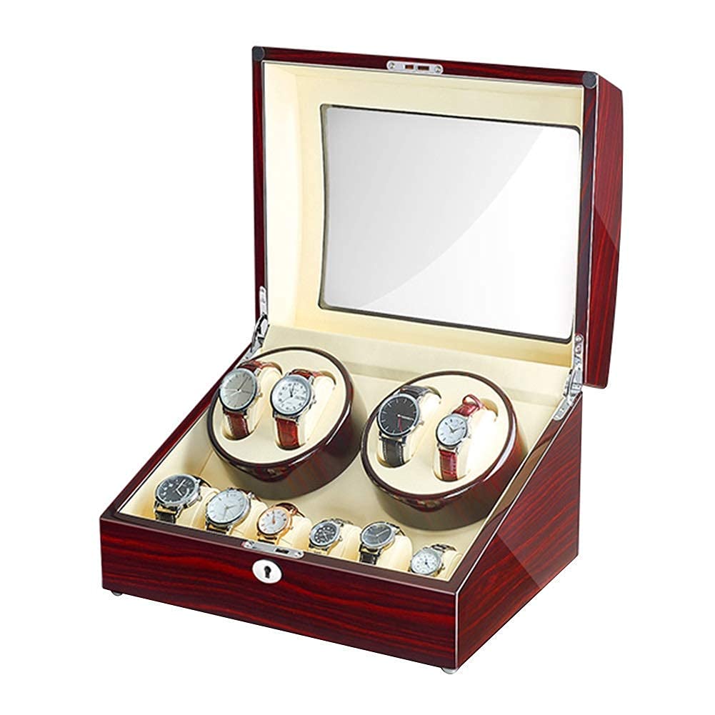 Remontoir pour 4 montres automatiques boîte de rangement 6 montres moteur silencieux bois