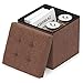 Produktbild Ottomane Sitzwürfel Klappbar Sitztruhe Pouf Aufbewahrungsbox Sofa mit Stauraum Stuhl Stoffüberzug Sitzhocker Hocker Sitzbank Gepolstert für Eohnzimmer Schlafzimmer Flur Schminktisch Büro Braun