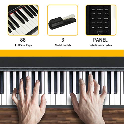 LAGRIMA LAG-600 Full Size Key Portable Digital Piano, 88 Key Electric Keyboard Piano for Beginner/Adults with X Stand, Bluetooth, Sustain Pedal, Power Supply, Music Stand, Black - Thumbnail 4