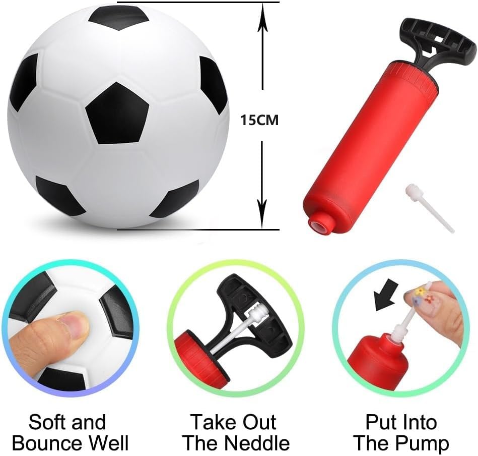 15 cm großes Fußballspielzeug für Kleinkinder, 3 Stück Gummi-Spielplatzbälle, Gummi-Hüpf-Kickball-Handball, Indoor-Training, Übung, Sport, Geschenk für Jungen, Pool, Hinterhof, Sand (mit Luftpumpe)