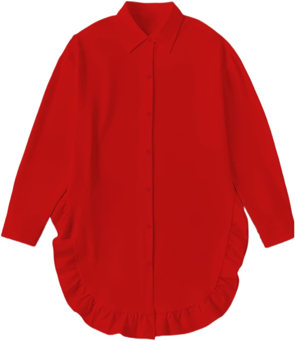 Women's White Casual Shirt Dress Collar V Neck Button Down Loose 3/4 Sleeve Tops - Image 4