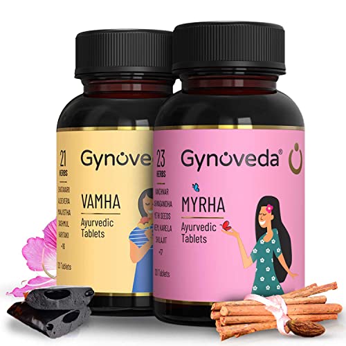 Gynoveda PCOS PCOD Ayurvedic Supplements For Women. Relief From For Delayed Irregular Periods & PCOS Symptoms. 44 Premium Herbs. 1 month, 2 Medicine Bottles, 240 Tablets, 240gm
