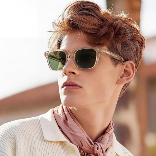 Image of AVAWAY Polarized Sunglasses for Men UV Protection, Square Acetate Frame Outdoor Driving Sun Glasses