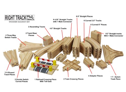 Right Track Toys Wooden Train Track Deluxe Set: 56 Premium Wood Pieces 100% Compatible With Thomas - All Tracks And No Fillers #TOP1