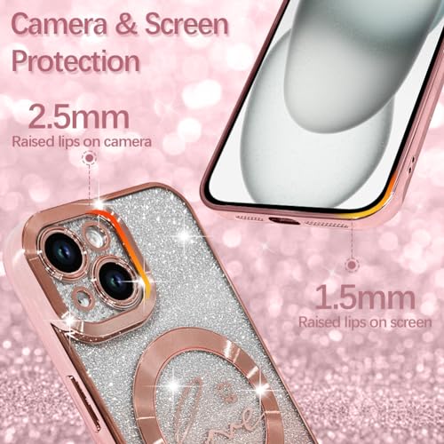 Image of ZIYE Magnetic Case Designed for iPhone 15 Plus Glitter Case-Pink