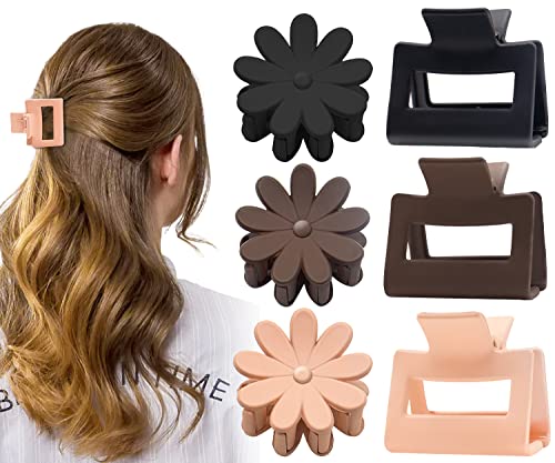 6 Stück Haarklammer Klein, Matte Haarspangen Damen Dünnes Haar, Rutschfeste Haarklammern Haarstyling-Zubehör für Frauen Mädchen Neutrale Farben 5 CM Cover