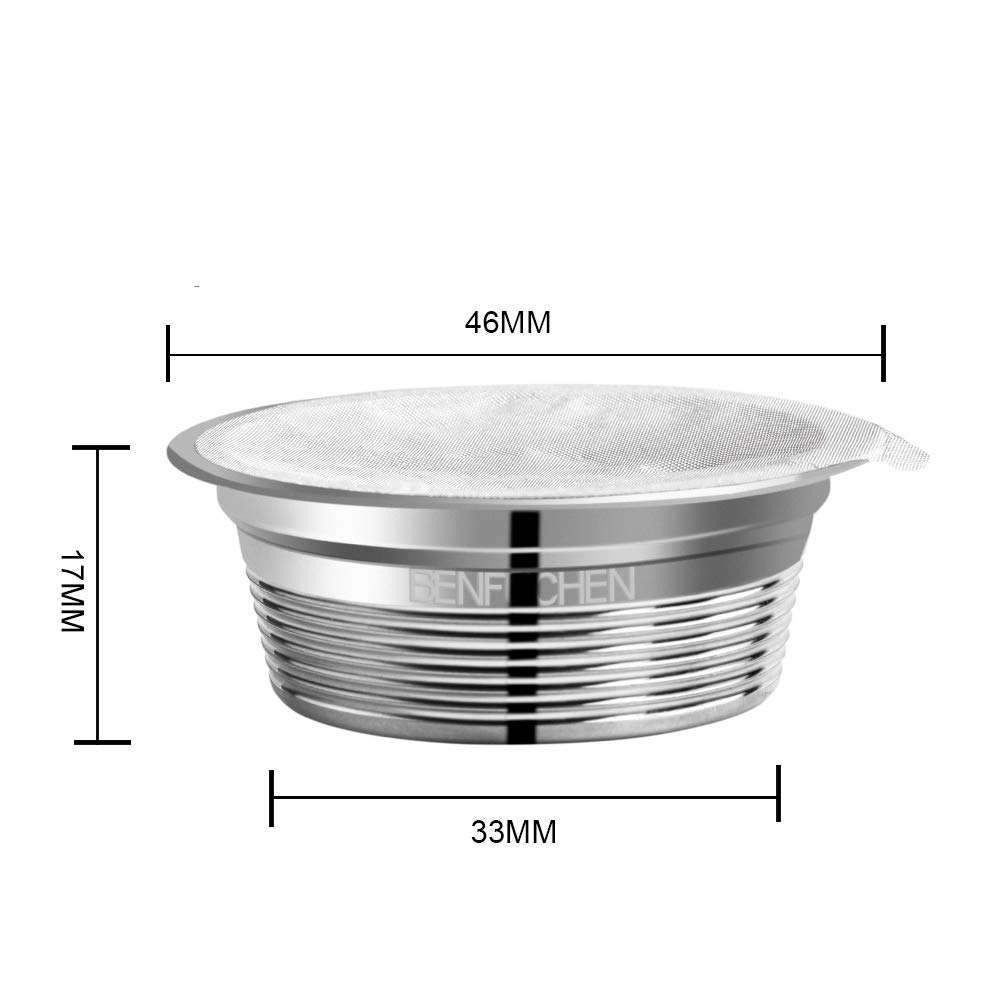Jiawu Cápsulas de café Reutilizables de Acero Inoxidable Compatibles con A MODO MIO, Filtro de Cápsulas de café Recargable con 60 Piezas de Papel de Aluminio, Taza de Ecológica sin BPA para Ricos