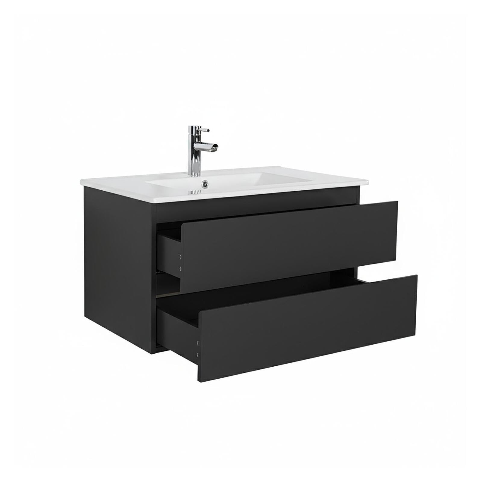 MOB-IN Meuble Simple Vasque Sorrento 80cm décor chêne et Robinet