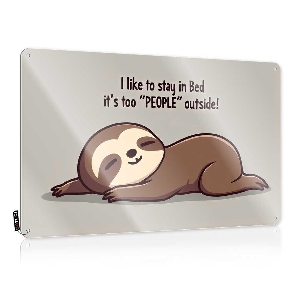 Fzfn Colour Porch Decorations Accessories Sign | Sloth In Bed: Too Many People Outside Indie For Outhouse Living Room(20X30cm)