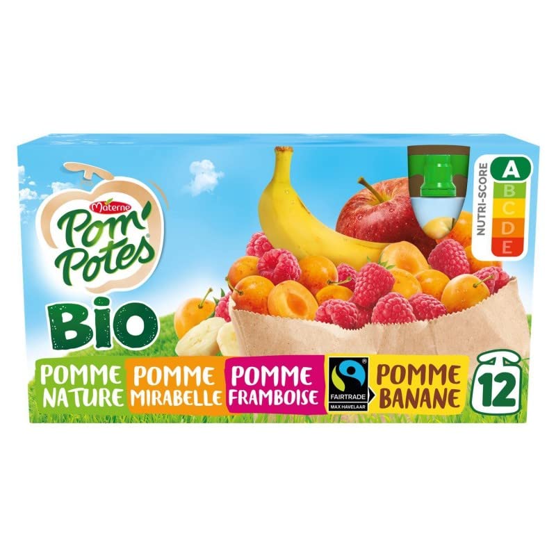 POM'POTES - Bio Pomme Mirabelle Framboise Banane 1080G - Lot De 3 - Offre Special