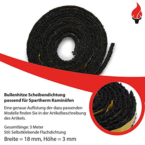 Kachelafdichting zelfklevend 3m, ø 18x3mm platte afdichting afdichtband. Geschikt voor verschillende Spartherm open haard modellen - Afbeelding 3