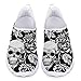 Jndtueit Damen Sportliche Wanderschuhe Cool Skeleton Skull Blumenmuster Leichte Mesh Laufschuhe Slip-on Tennis