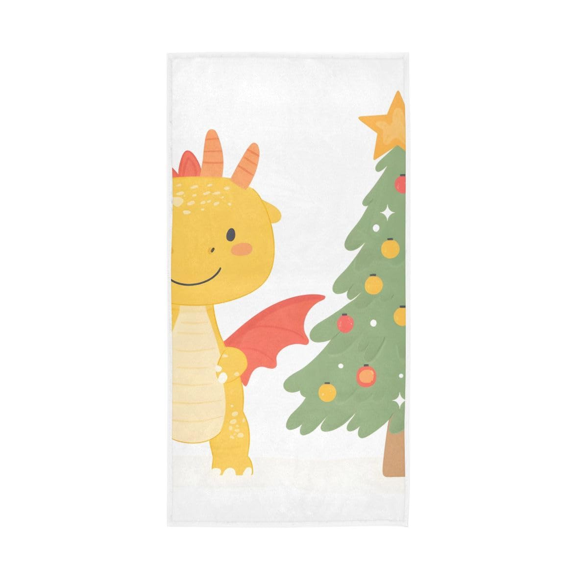 HUYGD Yellow Dragon with Wings Christmas Hand Towels, Multipurpose Lightweight Towels for Hand, Face, Hair, Bath 15 x 30 Inches