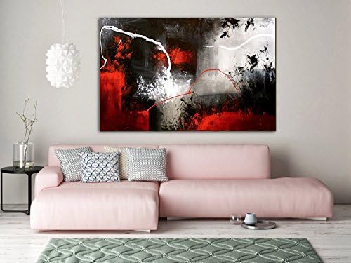 (Combustion-Lightning) Hand Made Modern Abstract red Painting, Black and White, Abstract Art Canvas Abstract Art, Original Canvas Art, Gray Abstract Wall Art