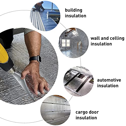 Halero 5mm Reflective Insulation Foam Core Radiant Barrier 40“ × 80” Double Side Foil Cold and Heat Shield Thermal Insulation for Ceilings,Walls,Steel Buildings,Roofing ect