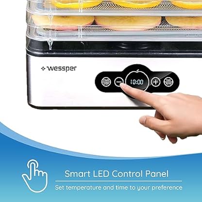 Sillar Edelstahl Dörrgerät digital mit Timer bis 99 Std und Temperaturregler von 35-70°Celcius, 5 Etagen, BPA Frei, Dörrautomat Dörrgerät eckig Obst-trockner Dörrapparat mit Zeitschaltuhr – Bild 3