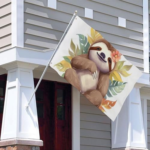 Drapeau de jardin paresseux mignon 152x243 cm avec œillets