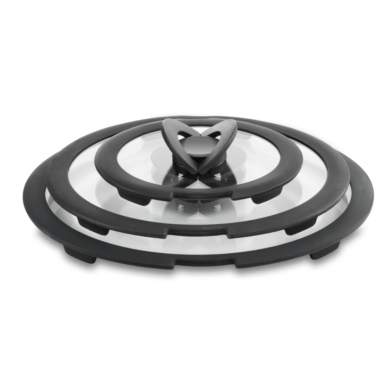 Lagostina Ingenio Induction Coperchio in Vetro e Silicone, Nero e Trasparente, 28 cm