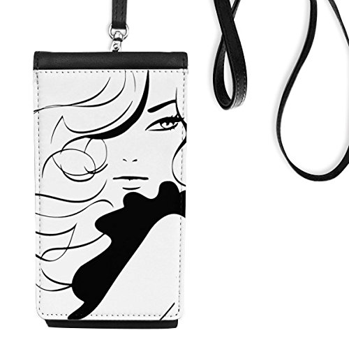 Pochette téléphone noir en cuir pour vos sorties en ville avec motif artistique