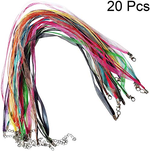 UCTOP STORE 20pcs 18'' Mixed Silk Organza Ribbon Necklace Strap Cord Chain