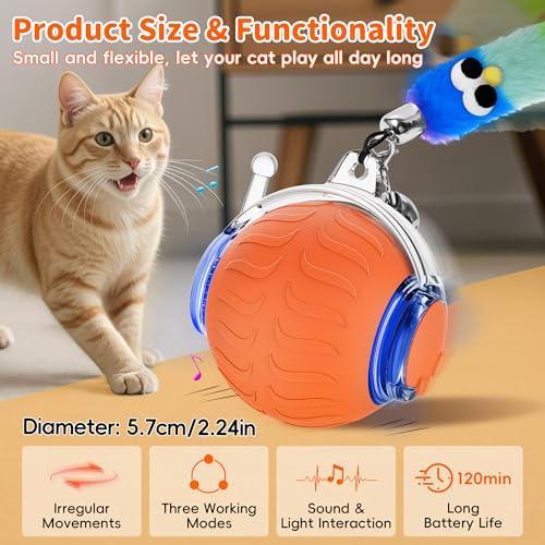 UPSKY Interactive Cat Toy, Smart Moving Cat Ball Toys for Indoor Cats - Image 2