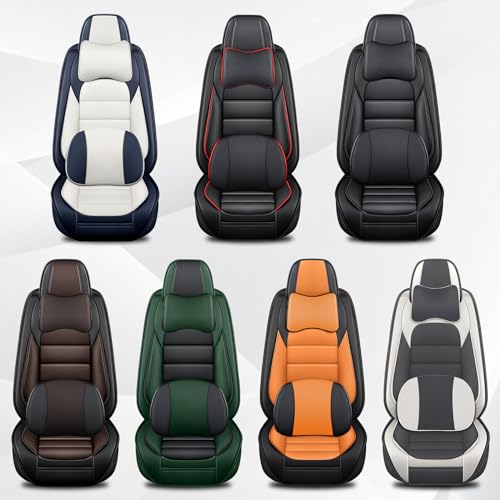 Image of Car Seat Cover Fit for Nissan 370Z 2009-2021,Compatible Airbag Non-Slip Waterproof Seat Cover,Car Seat Protector Premium Interior (Luxury 2 Seats,Blue White)